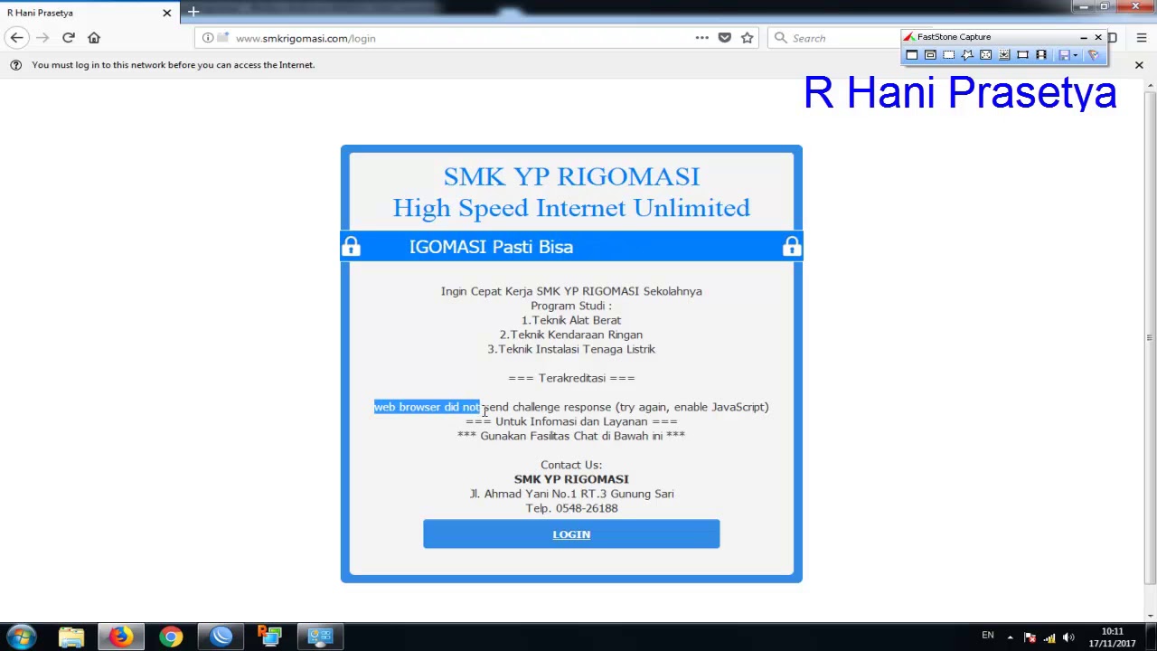 R Hani Prasetya - web browser did not send challenge response