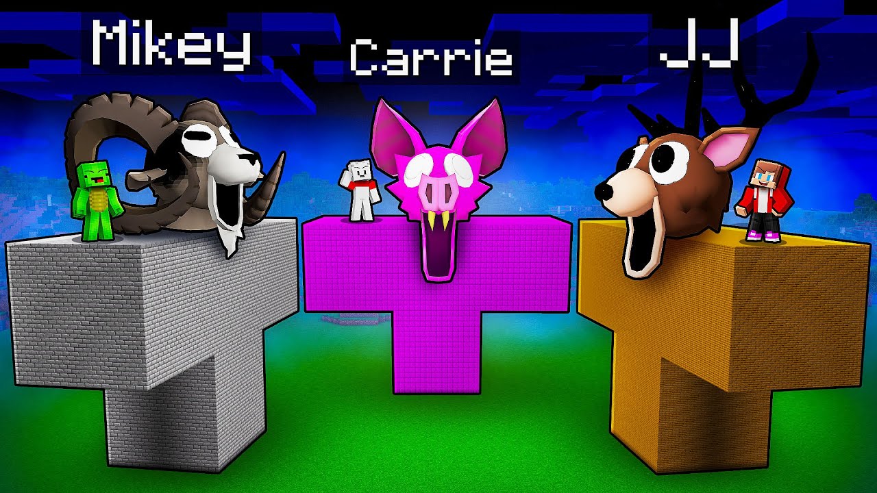 JJ vs Mikey vs Carrie: 99 NIGHTS IN THE FOREST GOLEM BATTLE in Minecraft - Maizen