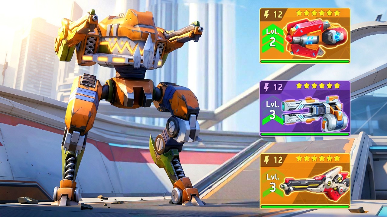 Zephyr with Tetra Rifle 12, Quantum Gun 12, Blast RPG 12 - Mech Arena