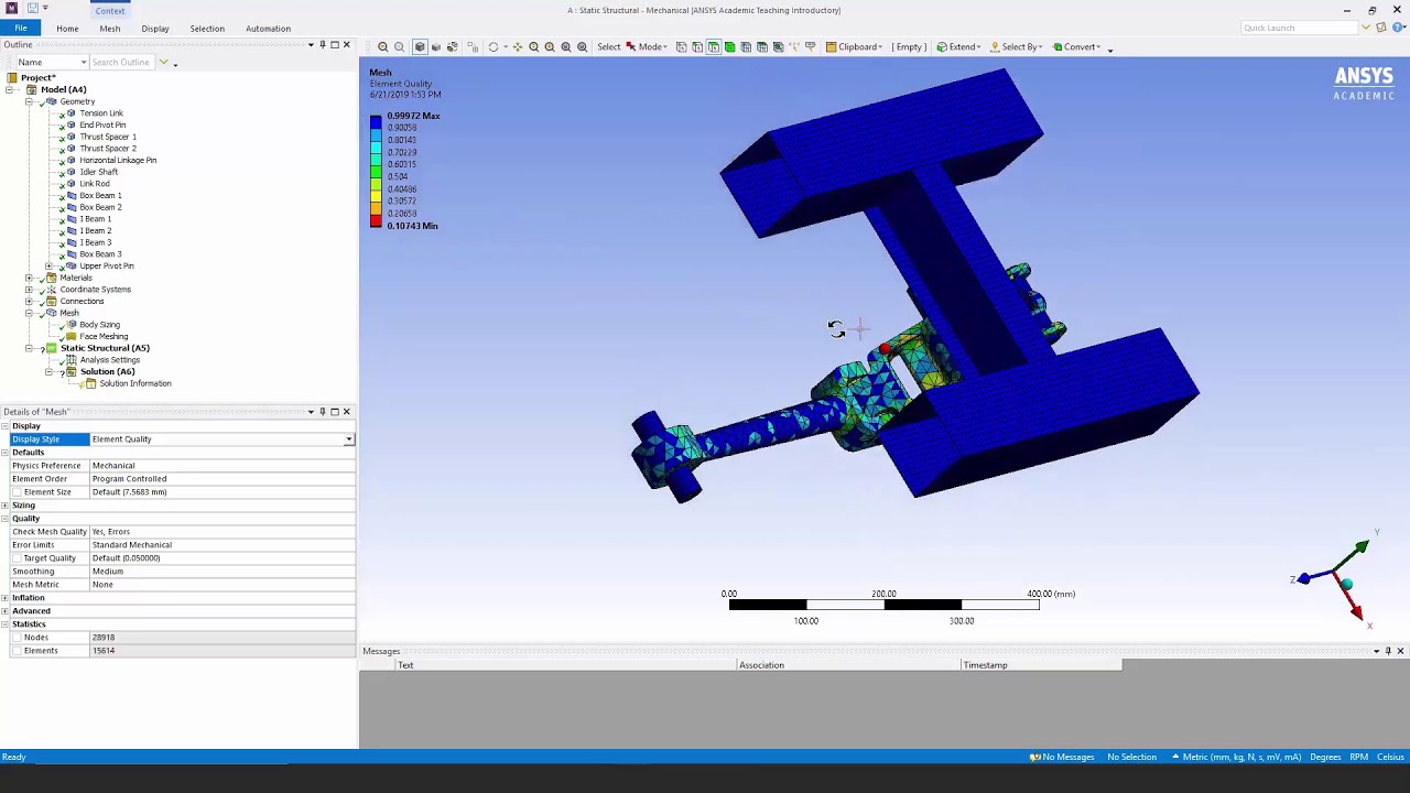 Создание сетки для конечно-элементного анализа в ANSYS Mechanical