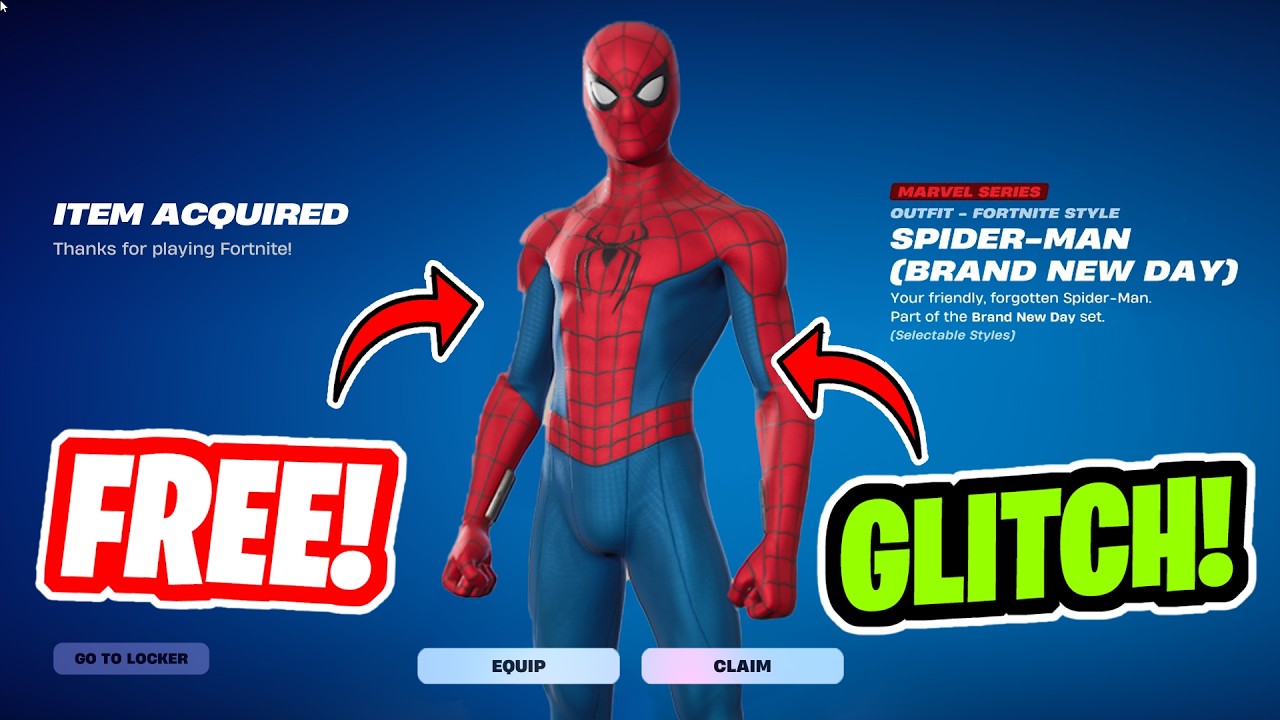 (GLITCH) JAK ZDOBYĆ SK&Oacute;RKĘ SPIDER-MAN BRAND NEW DAY ZA DARMO W FORTNITE!