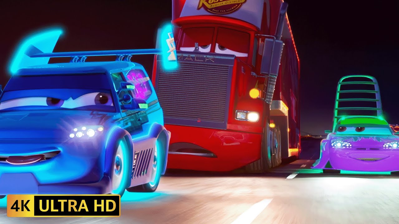 Cars Tuner Street Racer Scene, Mack Falls Asleep McQueen Gets Lost (Cars 2006) (Remastered 4K 60FPS)