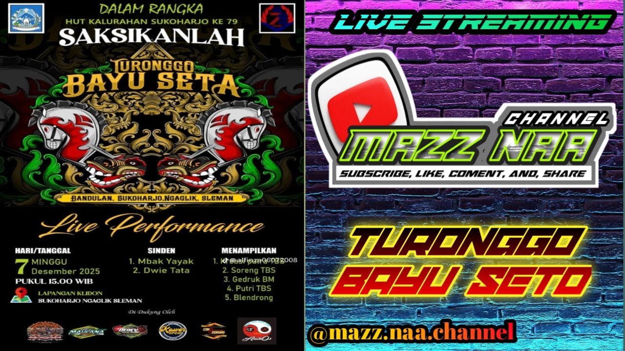 #livestream kesenian Jathilan TURONGGO BAYU SETO 📍 Lap.klidon, klodon, Sukoharjo, Ngaglik, Sleman