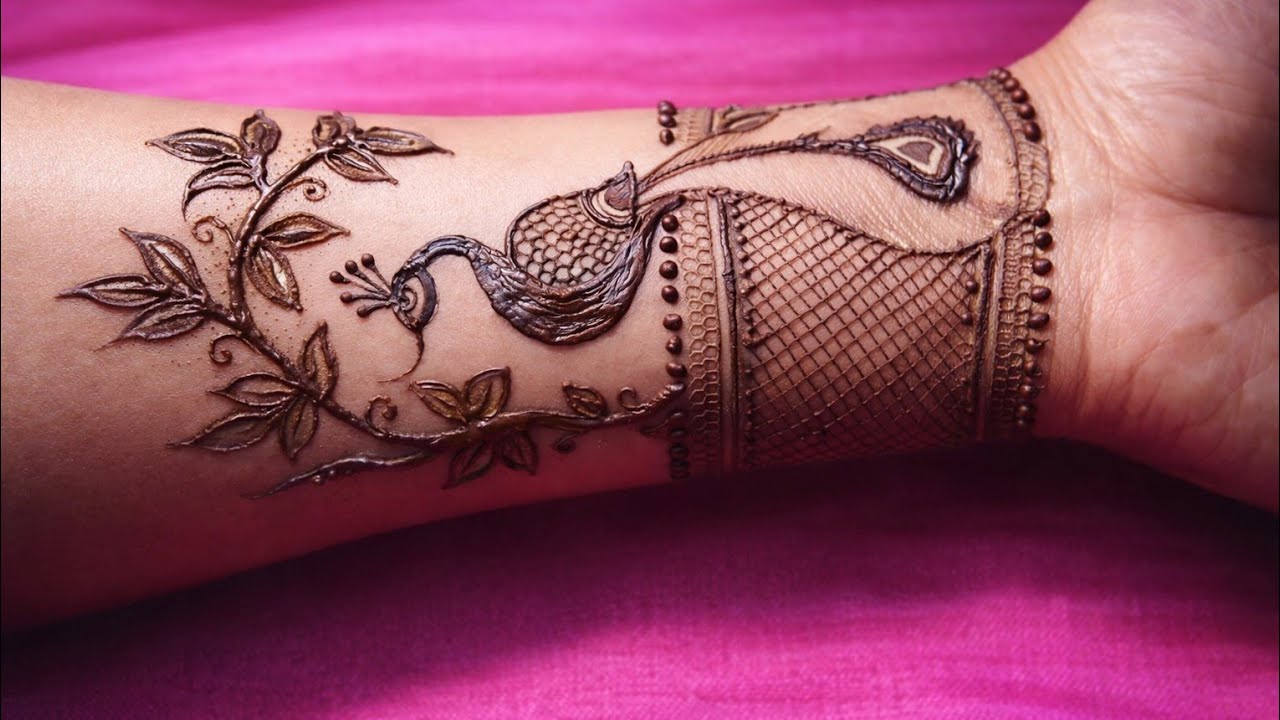 Latest Peacock Arabic Mehndi Design for Front Hand | Simple & Stylish Mehndi Art