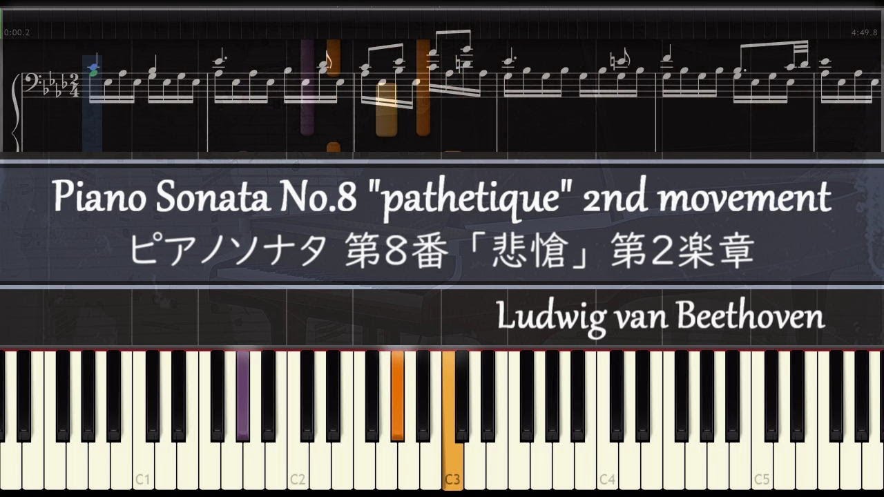 悲愴 第2楽章 - ピアノ 楽譜 - ベートーヴェン