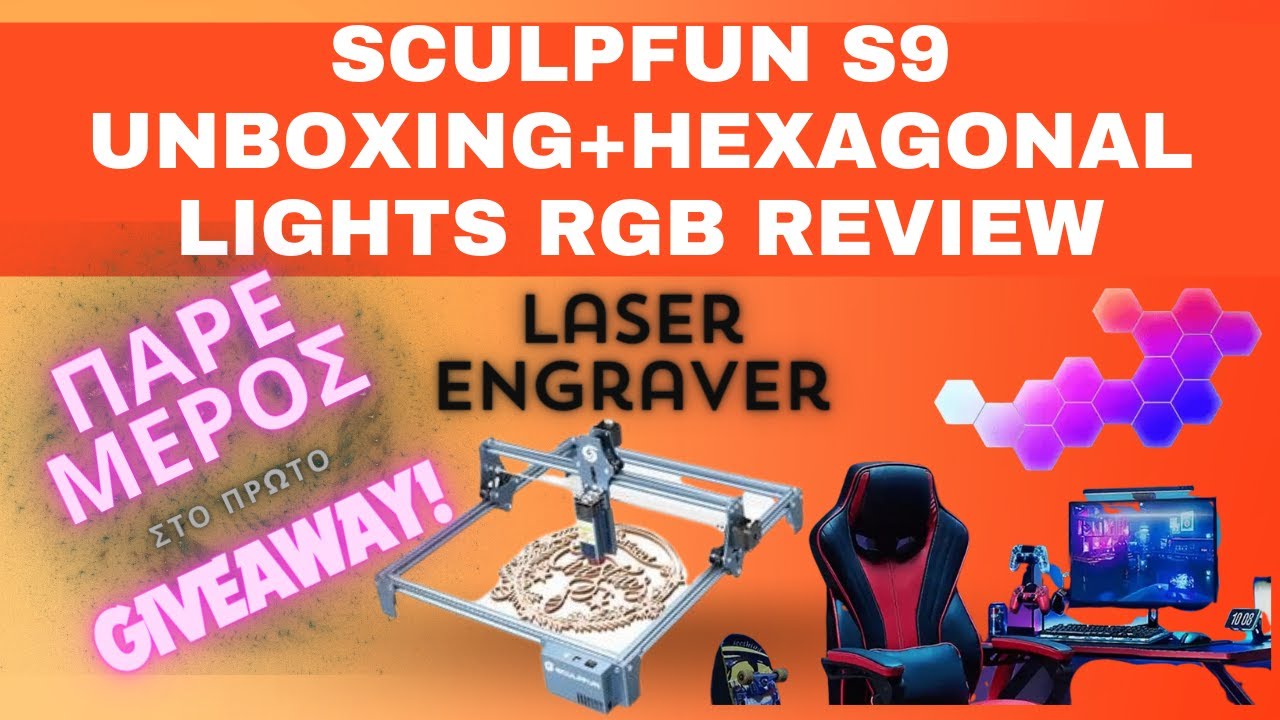 GIVEAWAY! Temu Gaming hexagonal RGB lights Review + Sculpfun S9 unboxing
