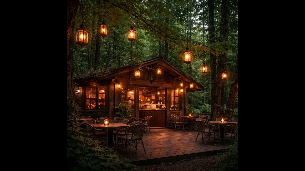 【作業用ジャズBGM】仕事　家事　読書　勉強用　大人な雰囲気の落ち着いたBGMです　Cozy Forest Cafe Ambience (Relaxing) for Study and Work