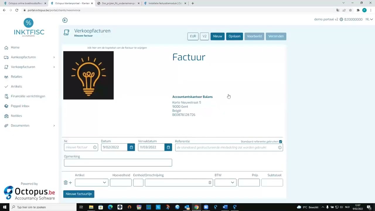 Octopus klantenportaal - verkoopfacturen
