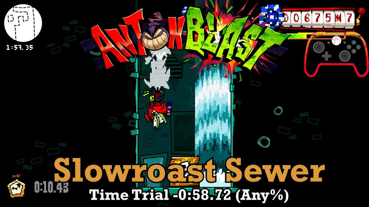 Time Trial -0:58.72 (Any%) | Slowroast Sewer | ANTONBLAST