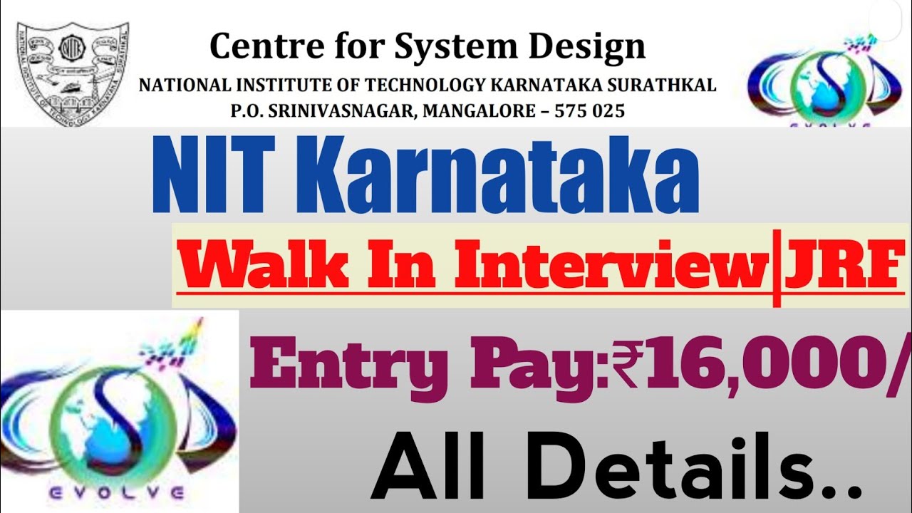 NIT Karnataka Recruitment 2021|Walk In Interview| JRF| Latest Job Update