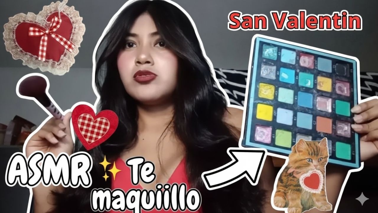 ASMR  en español MAQUILLÁNDOTE PARA SAN VALENTÍN ❤️ #asmrmouthsounds #asmrmakeup 