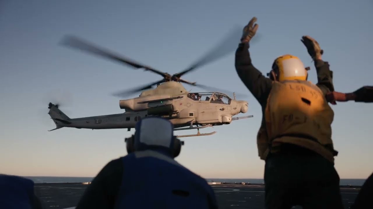Helicopter Flight Deck Operations on the USS Comstock in the Pacific