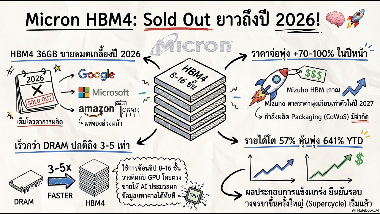 Micron HBM4 Sold Out ทั้งปี 2026 &mdash; ราคา HBM คาดพุ่ง +70 100% AI Memory Supercycle คืออะไร