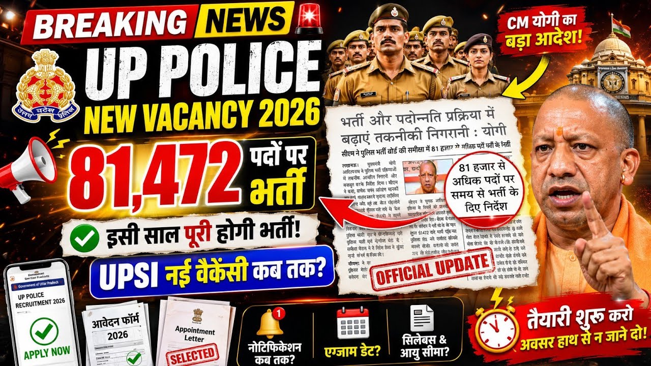 UP POLICE 81472 NEW VACANCY 2026| UPSI NEW VACANCY कब तक|up police notification| up police constable