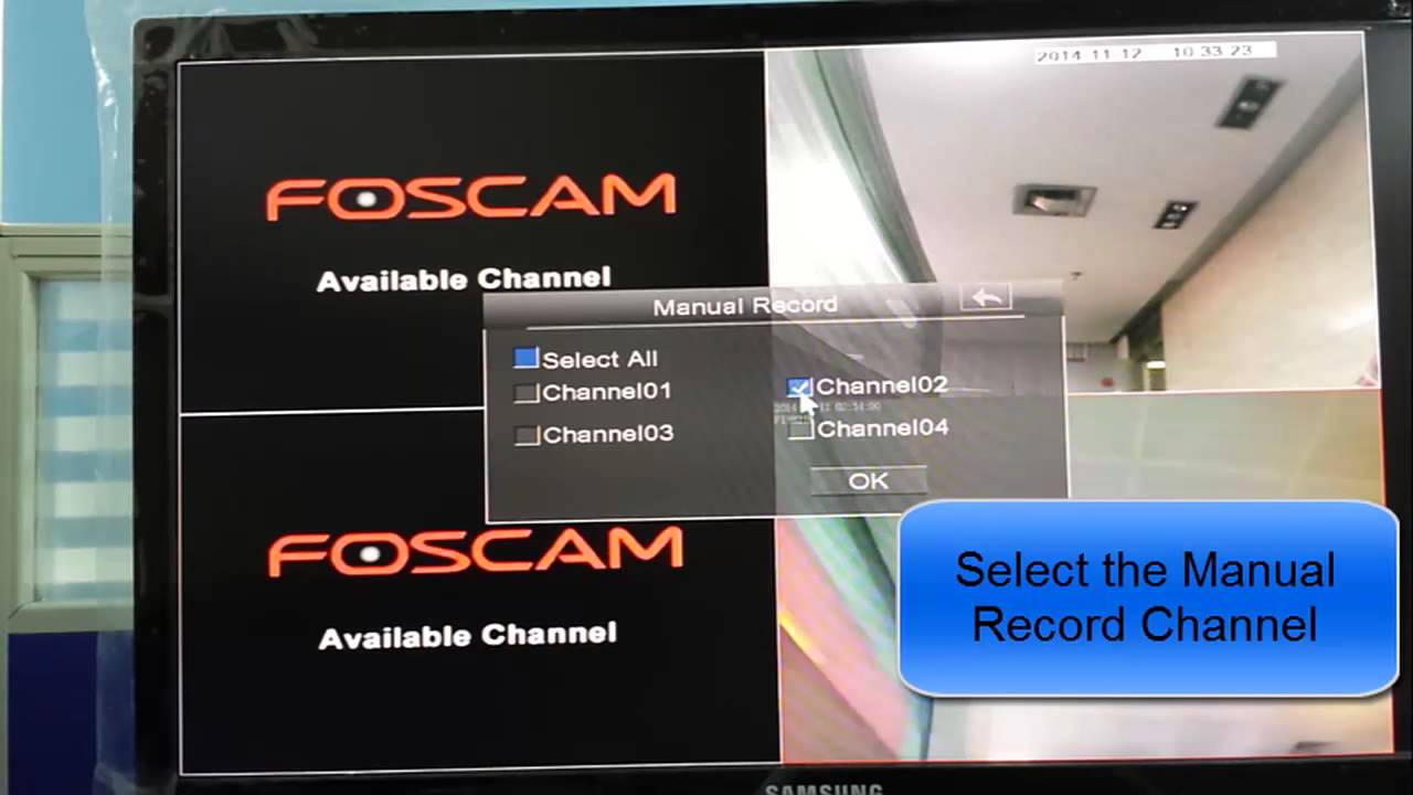 Foscam NVR Tutorial: How to Manual Record on NVR on a monitor