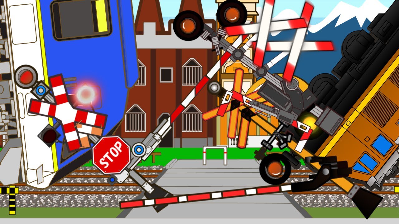 踏切アニメ コンパクトなふみきりVarious Railroad Crossing and train 　railway level crossover  ドクターイエロー 電車 アニメ 列車