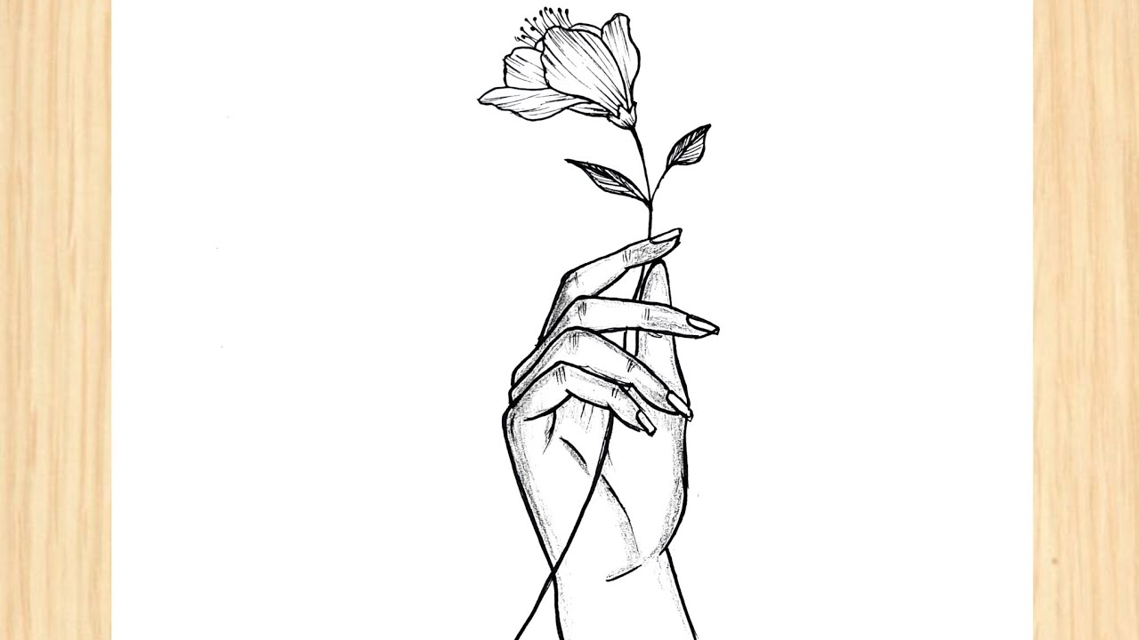 How to draw a hand holding a rose || Rose drawing || Easy drawing tutorial