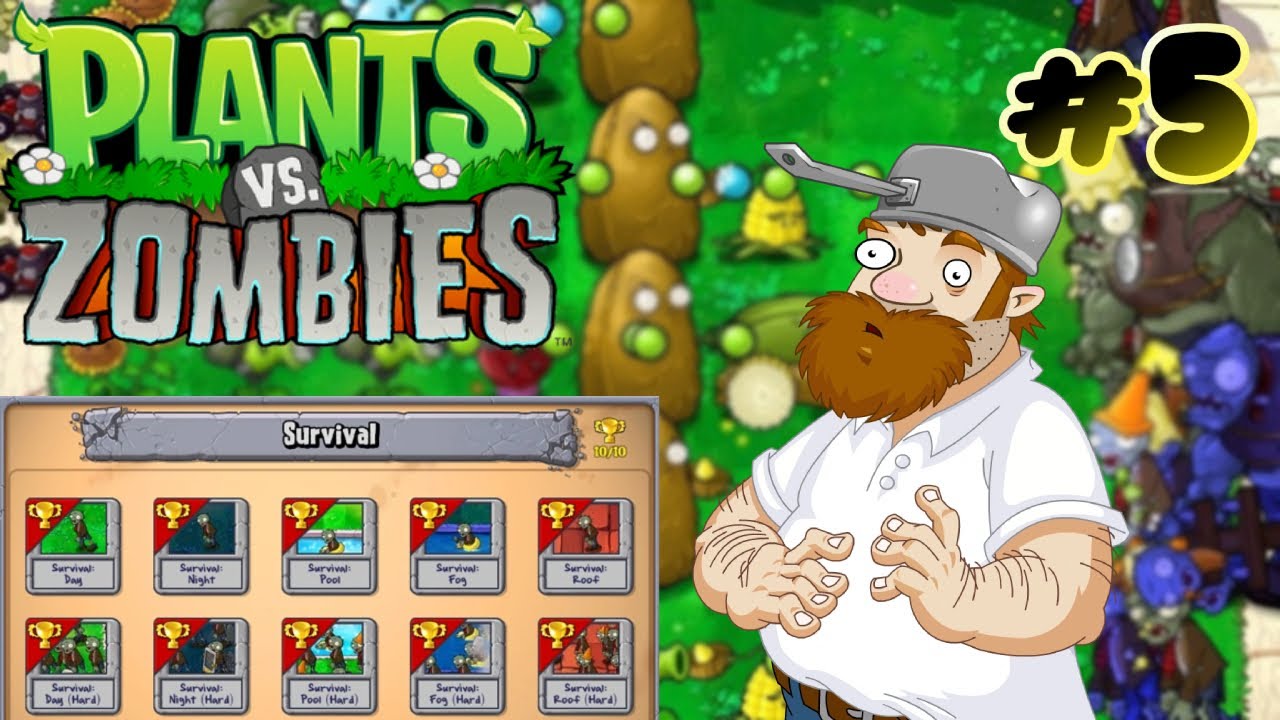 Plants Vs Zombies Survival Hard Night (Part 5)
