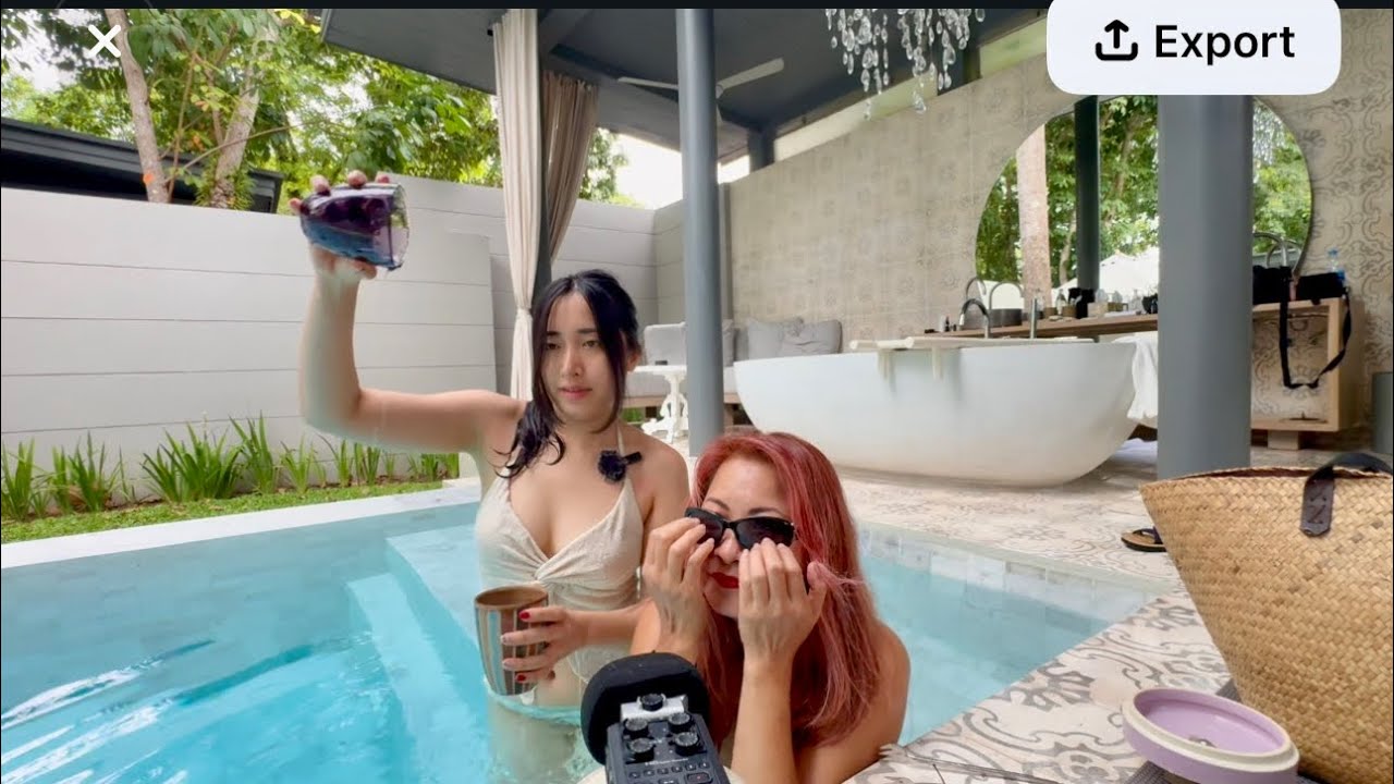 Asmr in the pool with my niece @clareeeasmr 