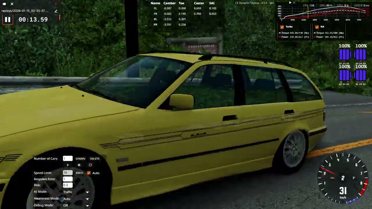 beamng testing my 100% static driver camera  following 1:1 roll and pitch of vehicle chassis