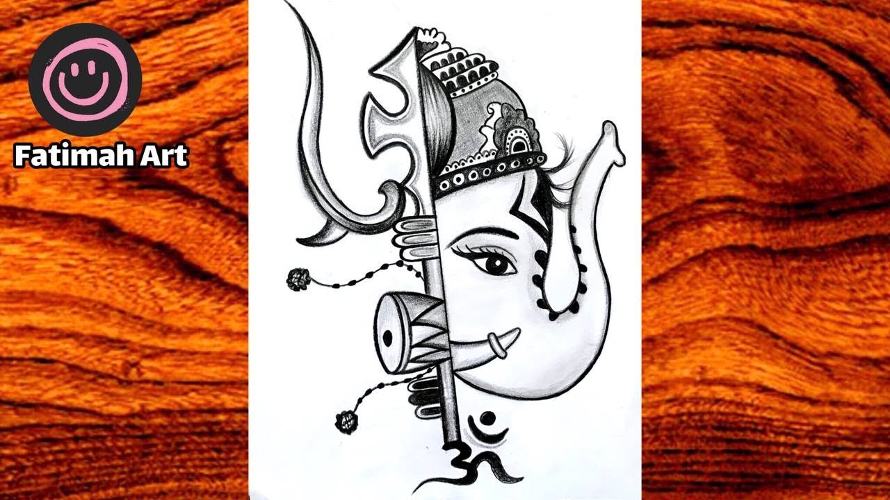 😍 How To Draw Ganpati And Trishul 😍 | Step By Step | Easy Drawing | Tutorial | Drawing For Beginners