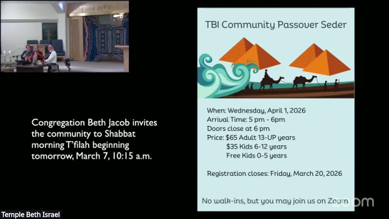 TBI Kabbalat Shabbat/Friday Night Services