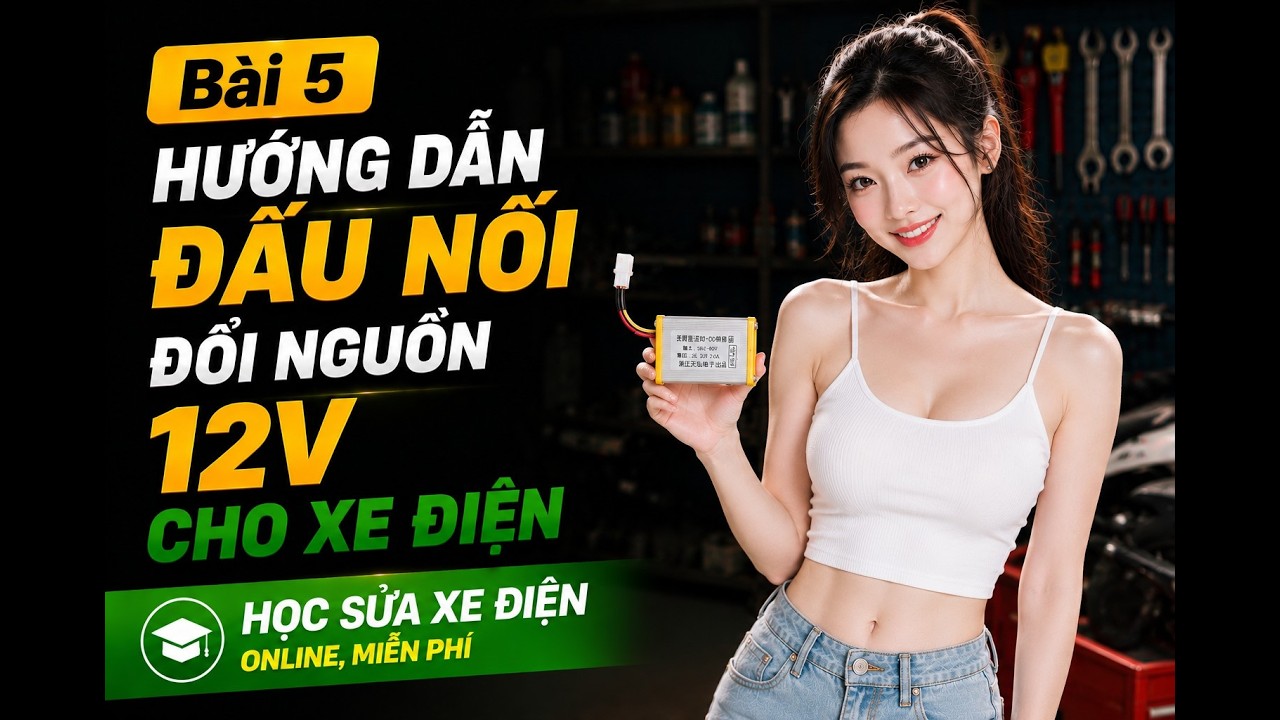 Bài 5: Hướng dẫn đấu nối đổi nguồn 12V cho xe điện- Học sửa xe điện online, miễn phí