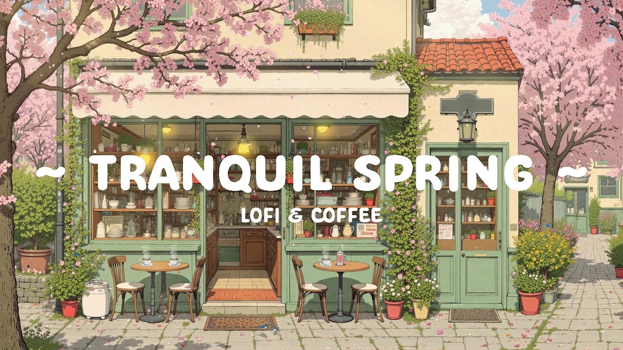 Tranquil Spring 🌸 Relaxing Spring Coffee Shop Ambience ☕ Lofi Cafe & Lofi Hip Hop for Study & Focus