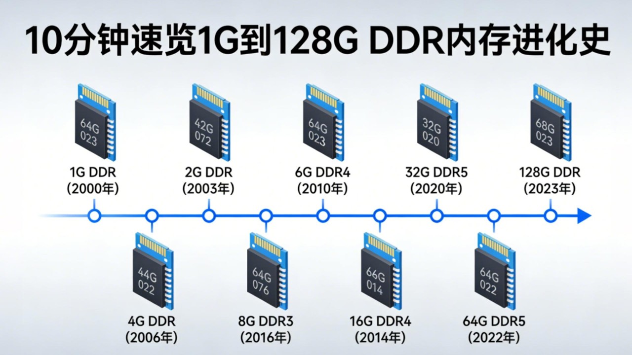 10 分钟吃透 DDR 全代际！从 1G 到 128G，内存进化史一次讲透， 2026 年的内存短缺，为你找到合适自己的！