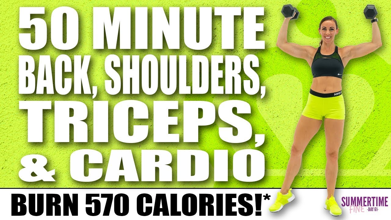 50 Minute BOOTCAMP for  Back, Shoulders, Triceps, & Cardio! 🔥Burn 570 Calories!* 🔥 Sydney Cummings