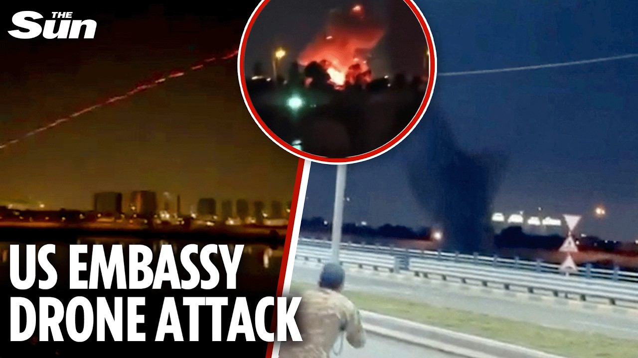 Moment US embassy hit by huge drone attack in Baghdad as Trump's air defences fight back