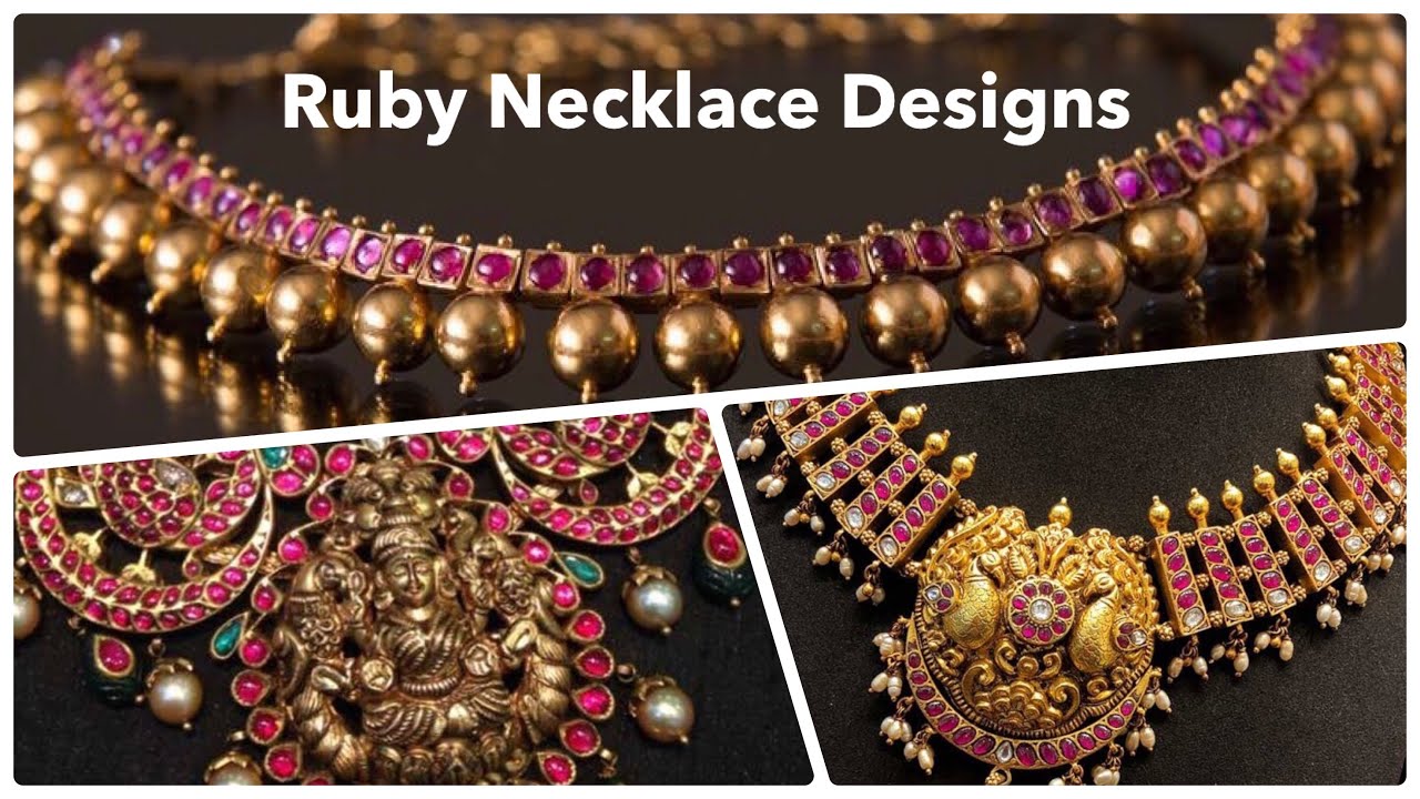 Gold Ruby Necklace Designs|Kempu Necklace Collection|Latest Gold Jewelry Designs