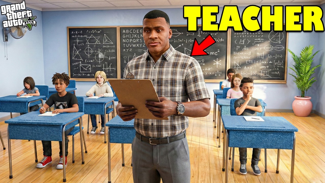 Franklin's First Day as TEACHER in LOS SANTOS SCHOOL GTA 5! | SHINCHAN and CHOP