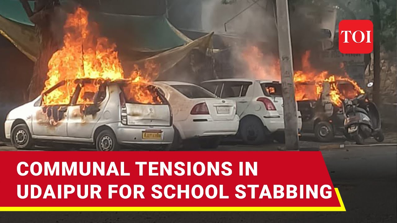 Udaipur Burns: Stabbing At School Triggers Communal Tensions; Vehicles Torched | Watch