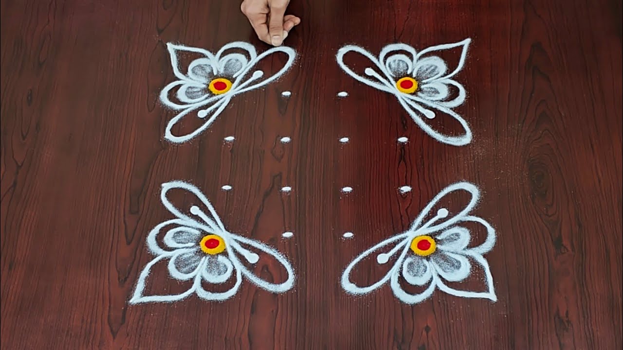 6×2dots easy rangoli|daily muggulu|thipkyanchi,festival rangoli|traditional rangoli