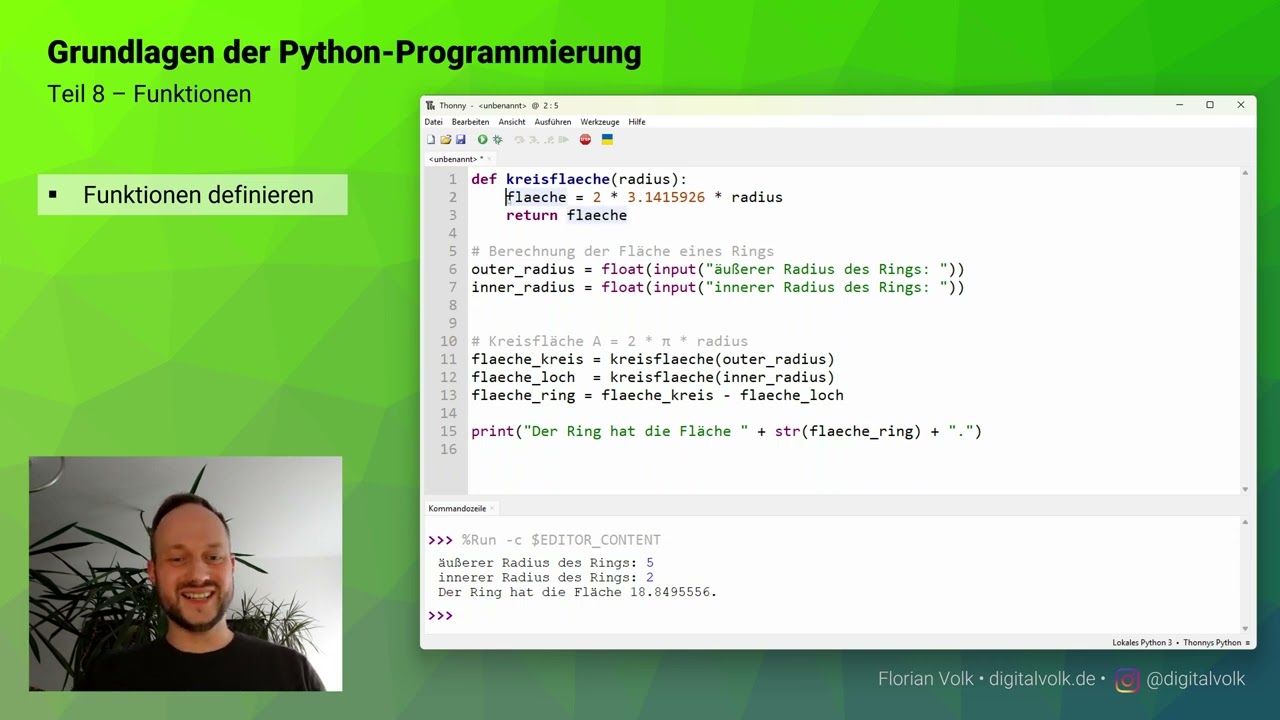 Grundlagen der Python-Programmierung #08 Funktionen