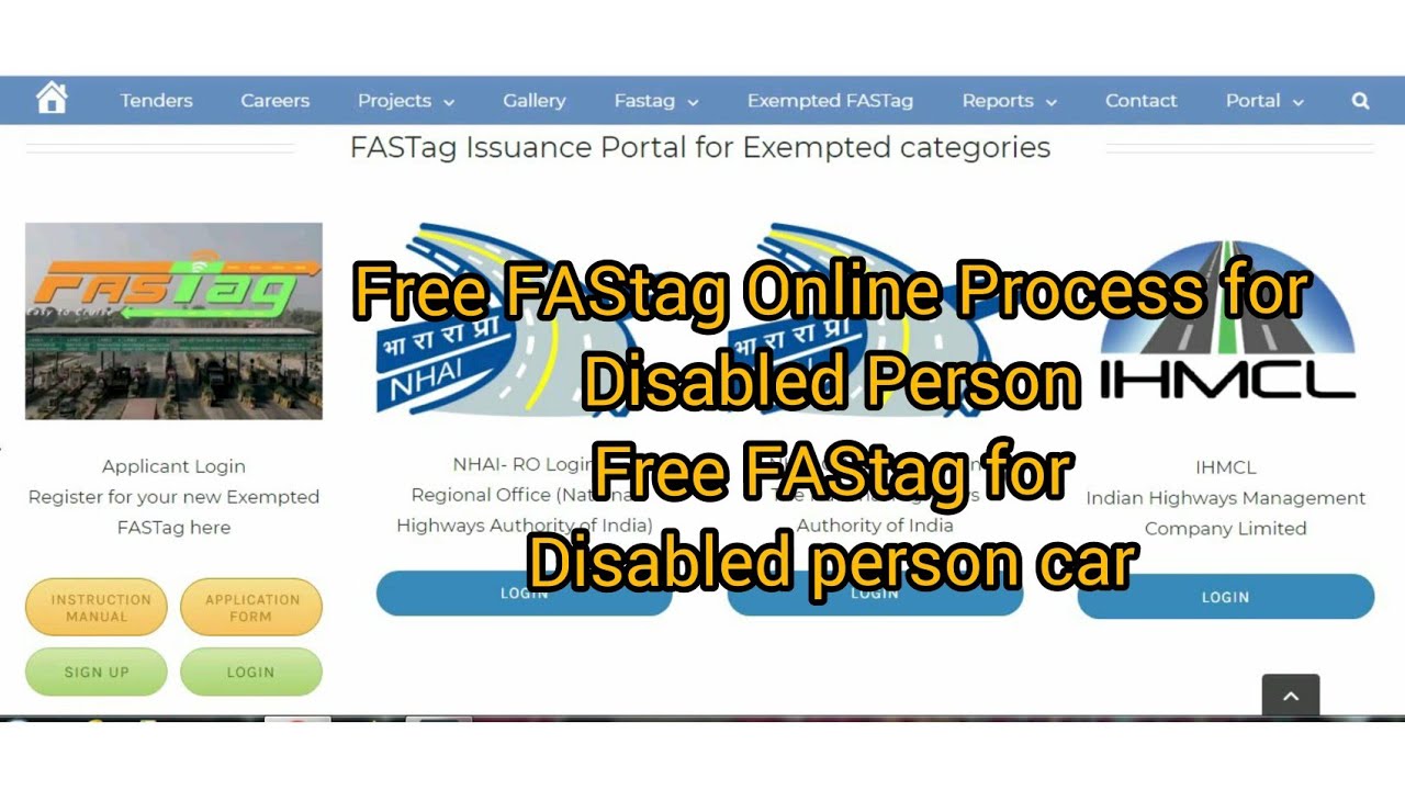 How To Apply Exempted  FASTag for Disabled Person ।। Free FASTag for Disabled Car