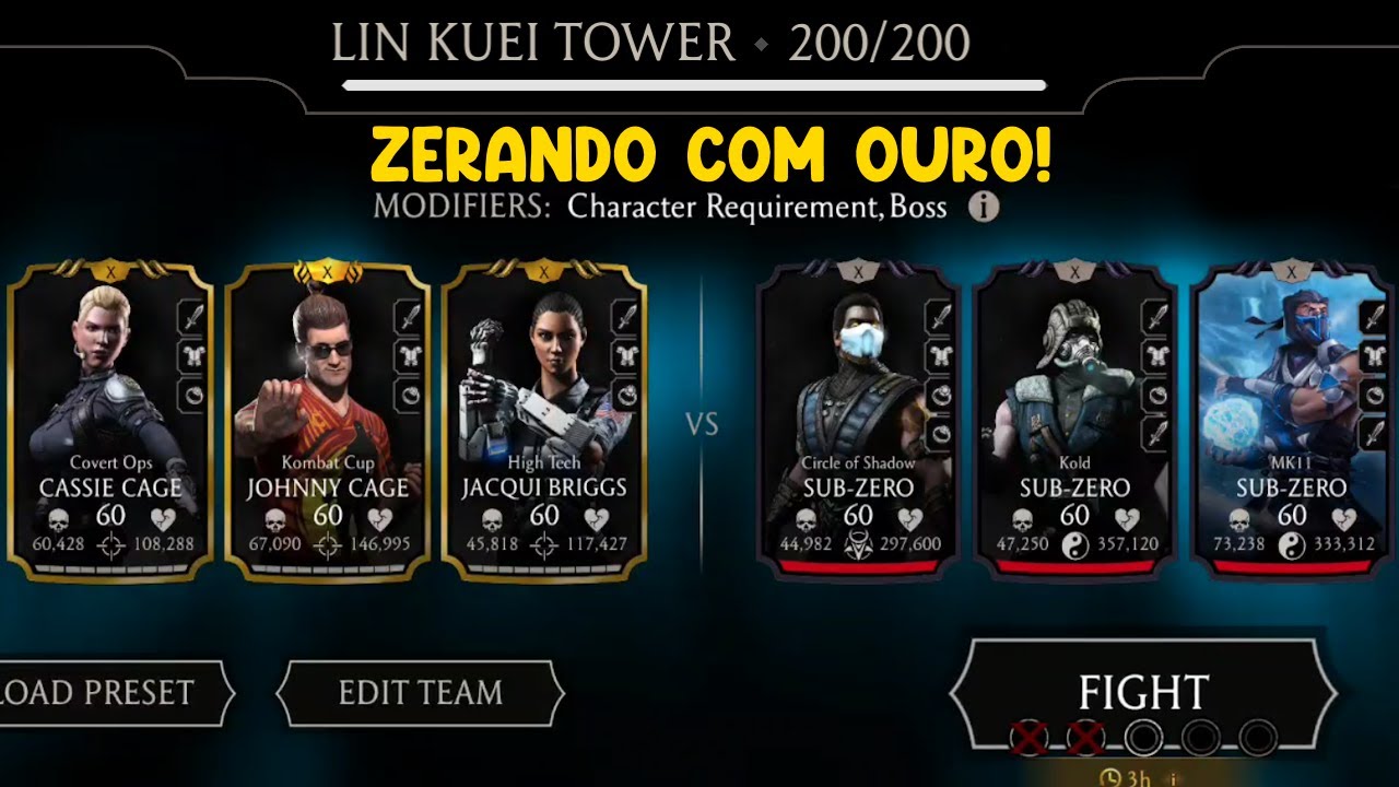 Zerando a Torre | Torre Lin Kuei Chefe 200 Final com Personagens Ouro | recompensa lixo!| MK Mobile