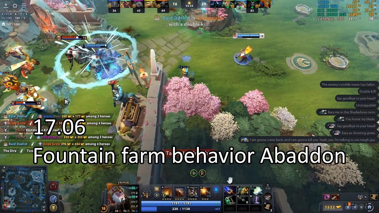 Sniper support with abaddon offlane, 7.39c Dota 2 Gameplay 1