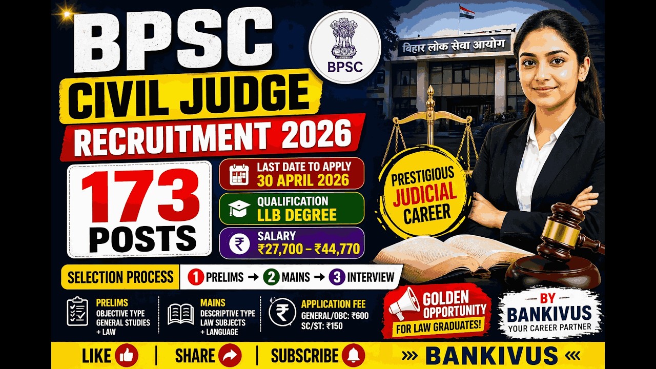 BPSC Civil Judge 2026 🔥 173 Posts | Last Date 30 April | Apply Now