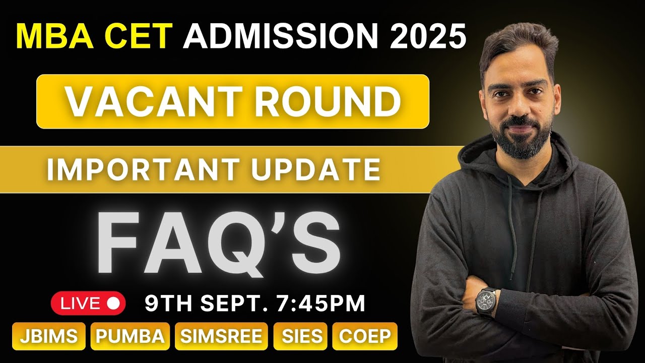 SPOT ROUND Important Update | LIVE FAQ&rsquo;s & Doubts Solving | MBA CET 2025