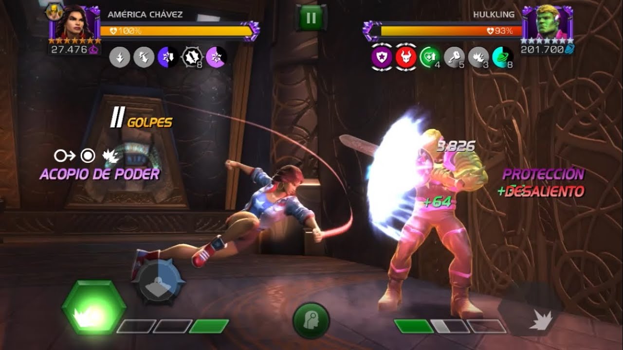 MCOC invierno de la aflicción (ser dimensional)  América Chaves vs hulking