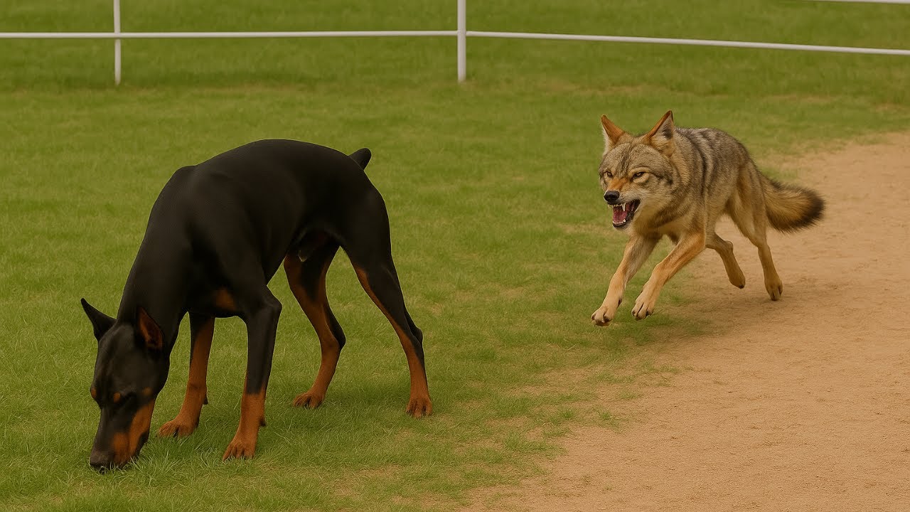 Wenn ein Kojote einen Dobermann angreift... muss er einen hohen Preis zahlen!