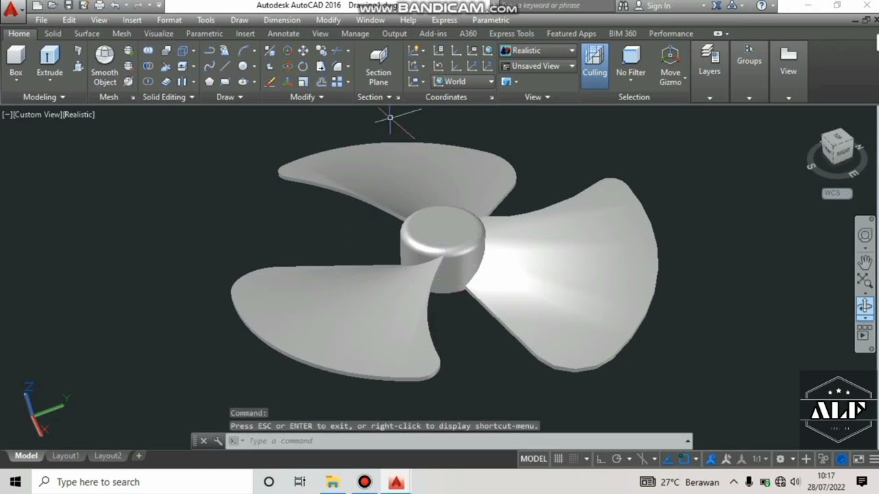 Autocad 3d_cara mudah buat baling baling kipas angin