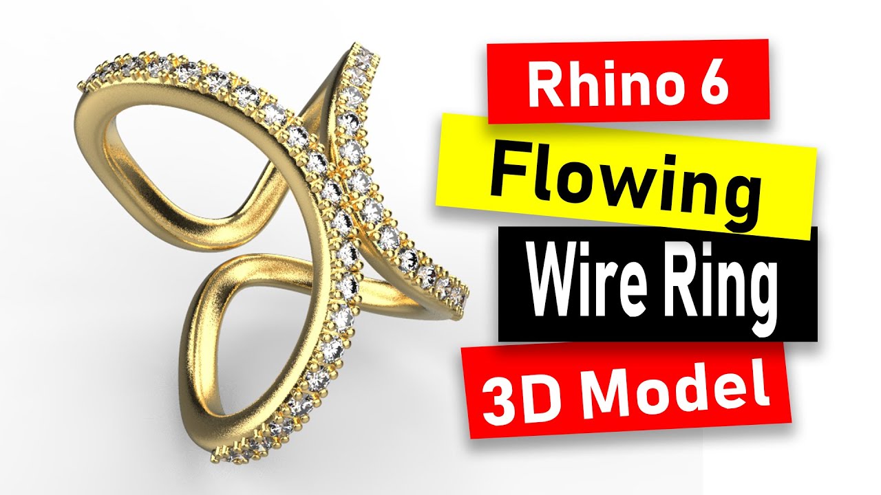 Wire Fashion Ring with Stone Setting 3D Model in Rhino 6: Jewelry CAD Design Tutorial #88