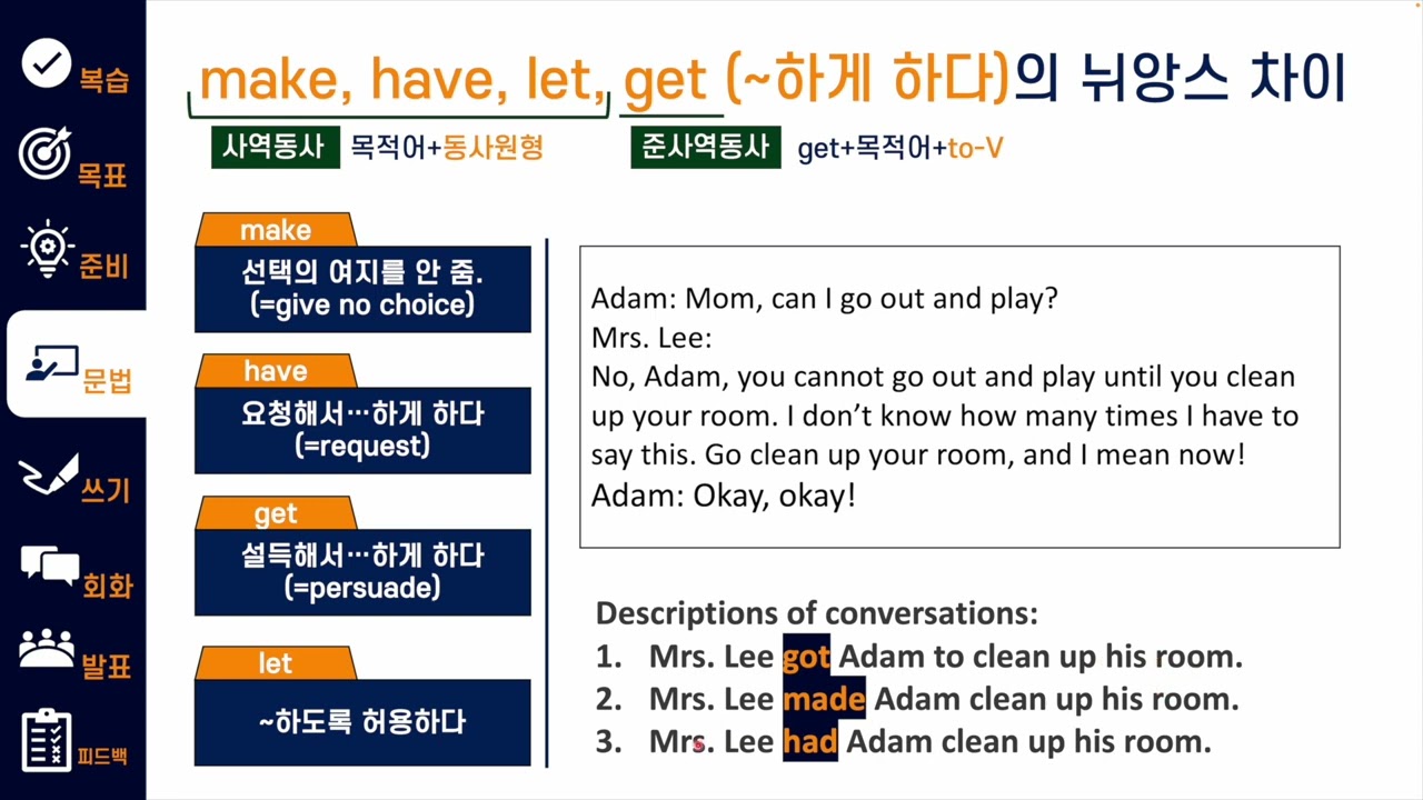 [사역동사] make, have, let, get의 뉘앙스 차이