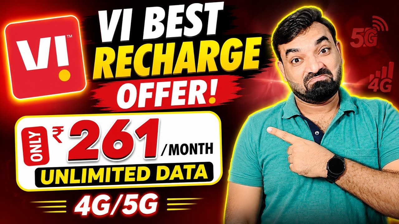 Vi Best Recharge Offer:- Only Rs. 261/Month With Unlimited Data (4G/5G) #ViRecharge #VodafoneIdea 