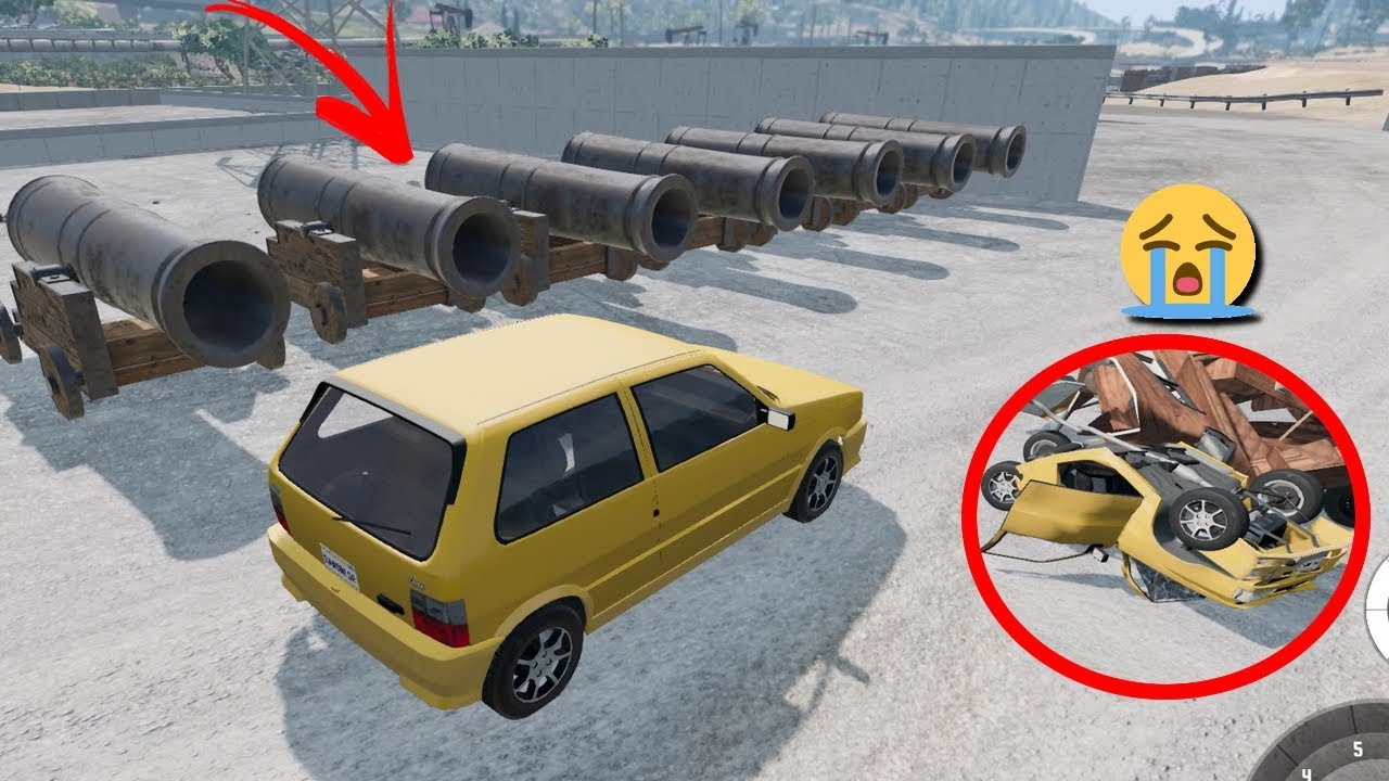 CANHÕES vs CARROS, DESTRUINDO CARROS COM CANHÕES, Simulador de carros, testes e destruição, BeamNG d