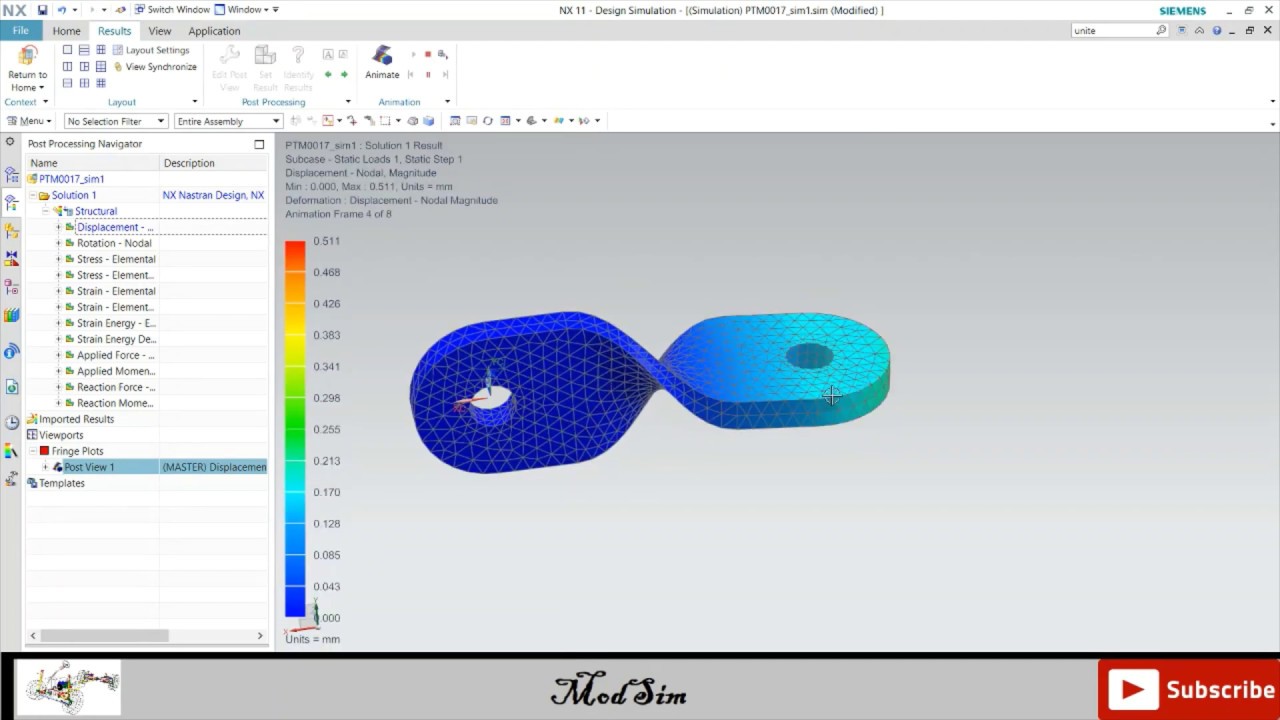 Siemens Nx Nastran simulation | Twisted hindge FEM  in Siemens NX 11 PLM