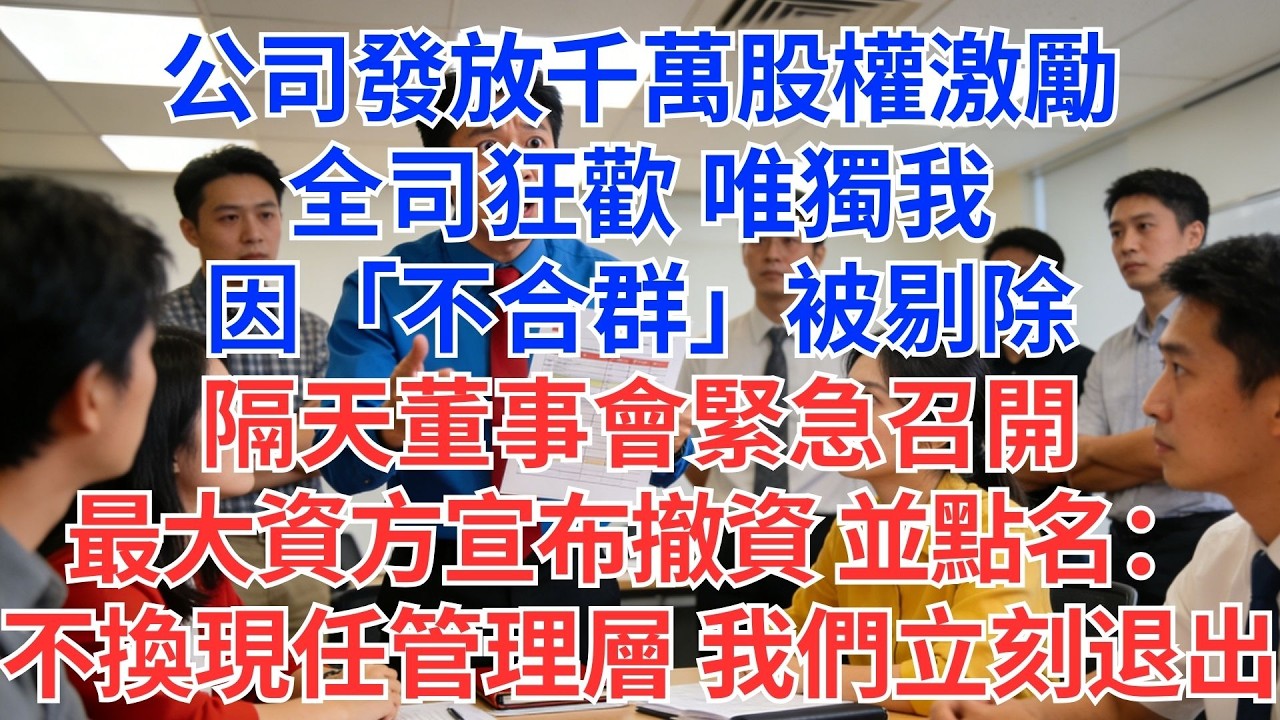 千萬股權激勵，全員有份，唯獨我因「不合群」被踢？隔天最大資方撤資：換掉管理層！#為人處世#生活經驗#情感故事#职场
